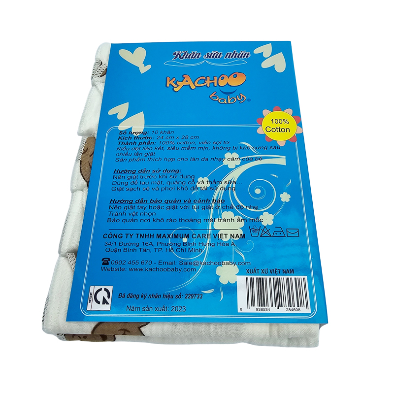 Set 10 khăn sữa nhăn muslin 2 lớp cho bé, size 24cm x 28cm, khăn sữa cho bé sơ sinh mềm mịn, an toàn thấm hút tốt