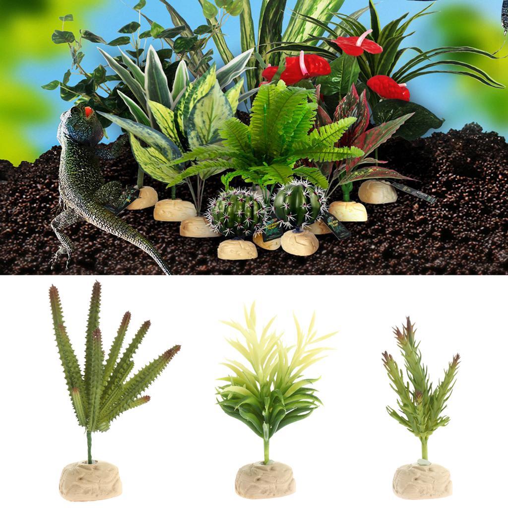 Plastic Terrarium Lifelike Plant Decorative Ornament for Reptile