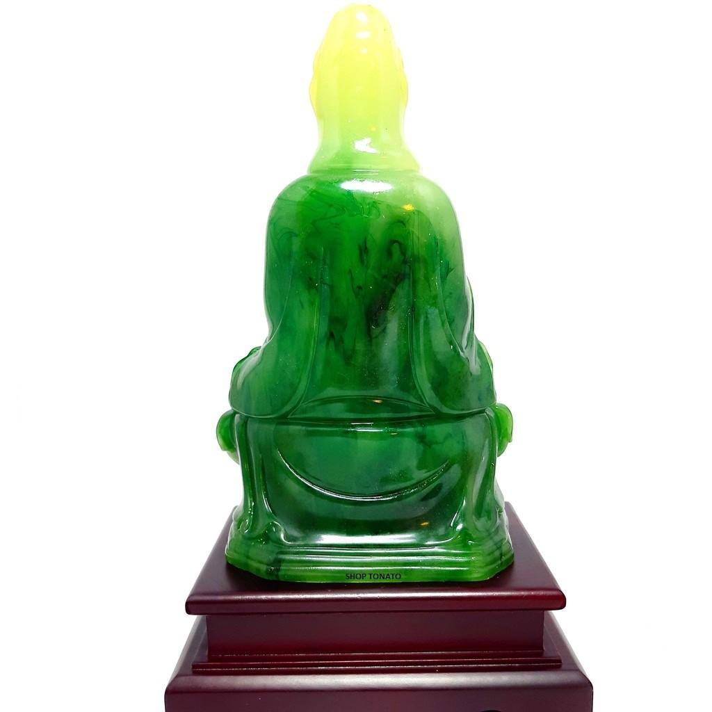 PHẬT QUAN ÂM NGỒI XANH NGỌC CH CAO 28CM