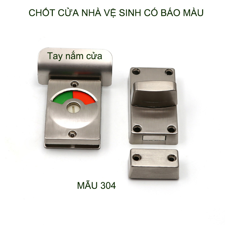 Chốt khóa cửa nhà vệ sinh chỉ thị màu bằng inox 304 không gỉ, kiểu vặn