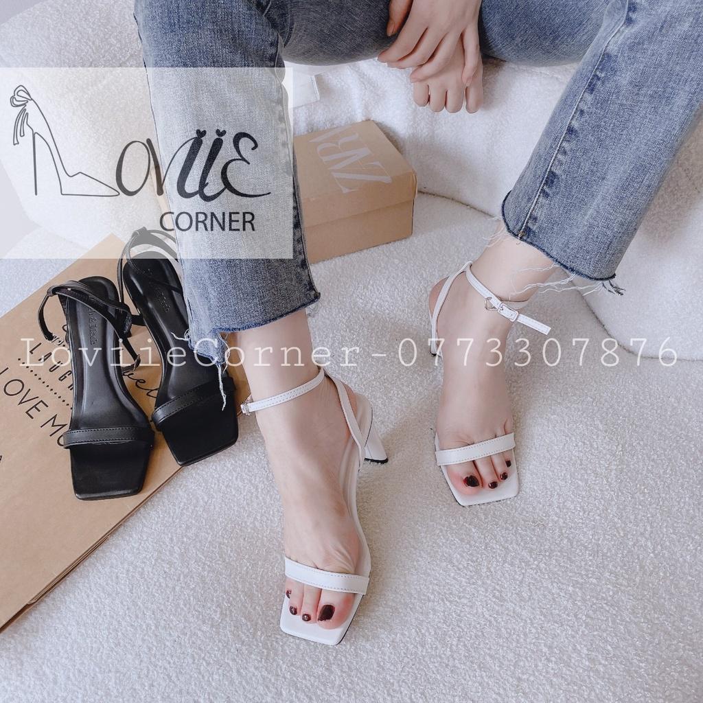 SANDAL CAO GÓT LOVIIECORNER - GUỐC NỮ MŨI VUÔNG 9 PHÂN - GIÀY THỜI TRANG DÂY NGANG MẢNH G220814