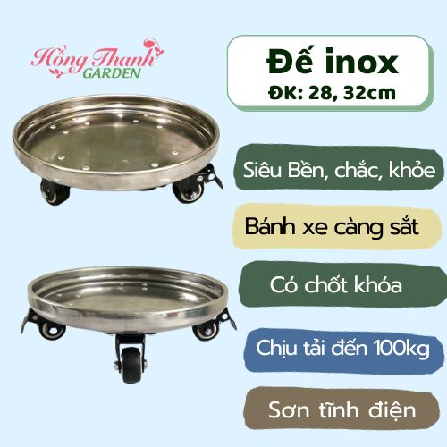 Đế chậu thông minh ĐK 25-50cm, đế chậu thông minh cao cấp Hồng Thanh Garden, Kệ để chậu có bánh xe di chuyển, có chốt an toàn, chất liệu hợp kim cao cấp, chịu lực tối đa 200kg đến 400kg