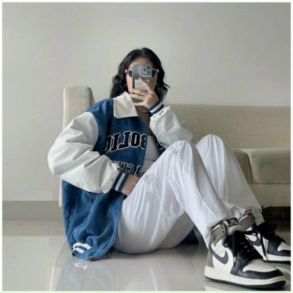 Áo Khoác Nữ SYMBOLYC Cổ Bẻ Vải Nhung Tăm 2 Lớp Lót Dù Phối Dây Kéo Thiết Mới Lạ Phong Cách Unisex Hot Trend Mới