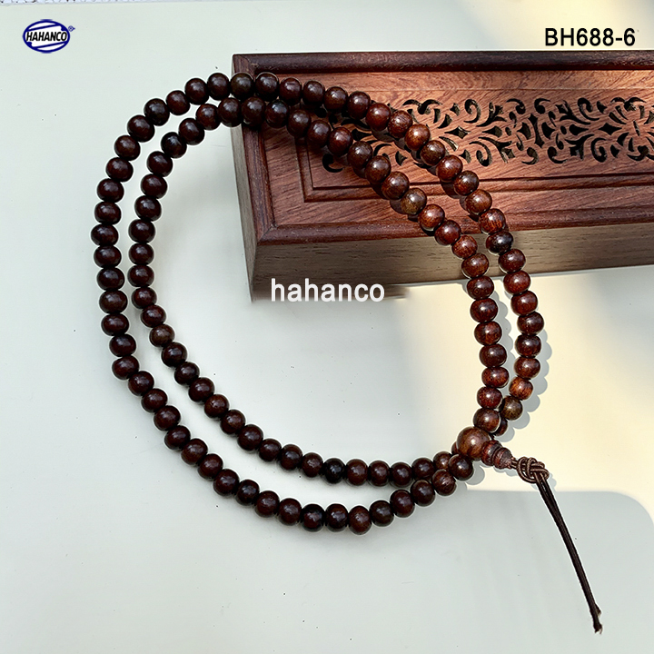 Chuỗi vòng đeo tay 108 hạt 6mm gỗ trắc tự nhiên thiết kế giản dị - đơn giản - Bracelet of HAHANCO