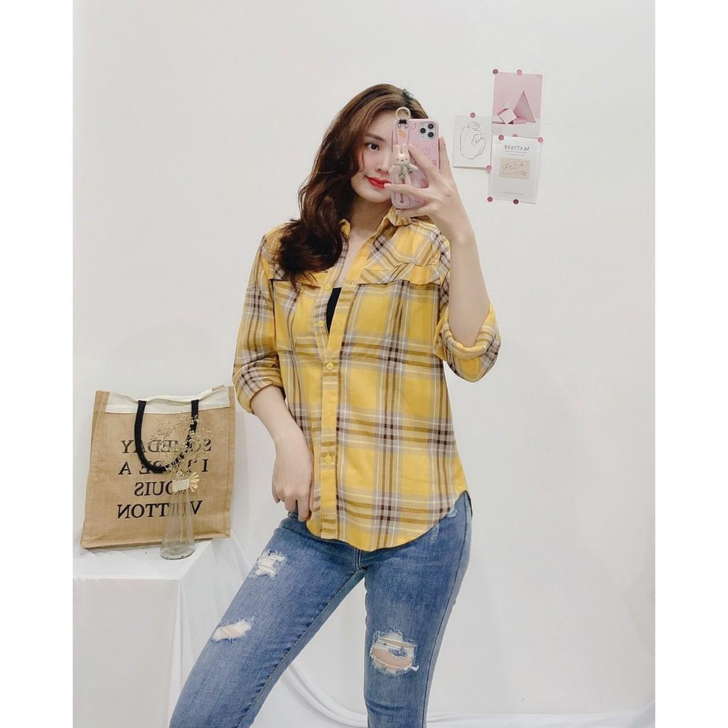 ÁO SƠ MI TAY DÀI CARO SỌC TO-hình thật shop chụp