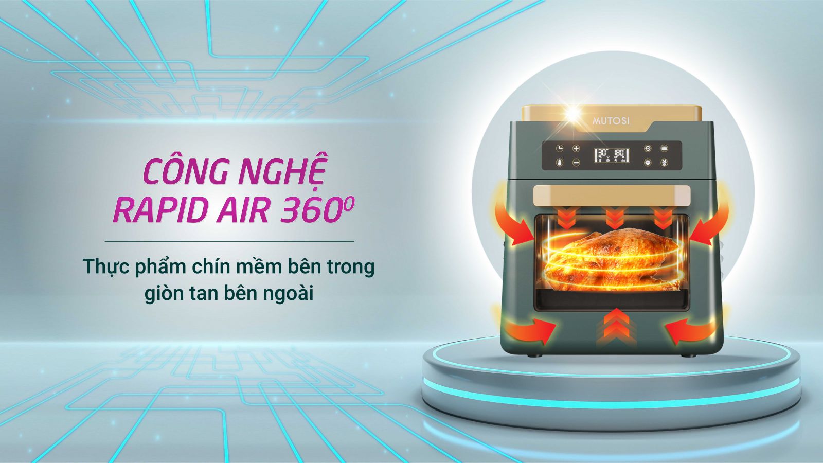 Nồi chiên không dầu Mutosi MF-99D dung tích 12 Lít - Công nghệ nhật bản - Hàng chính hãng