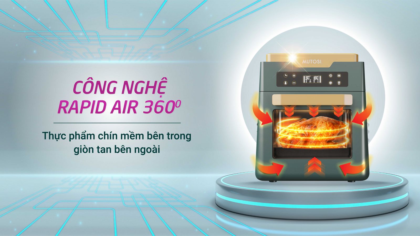 Nồi chiên không dầu Mutosi MF-99D dung tích 12 Lít - Công nghệ nhật bản - Hàng chính hãng