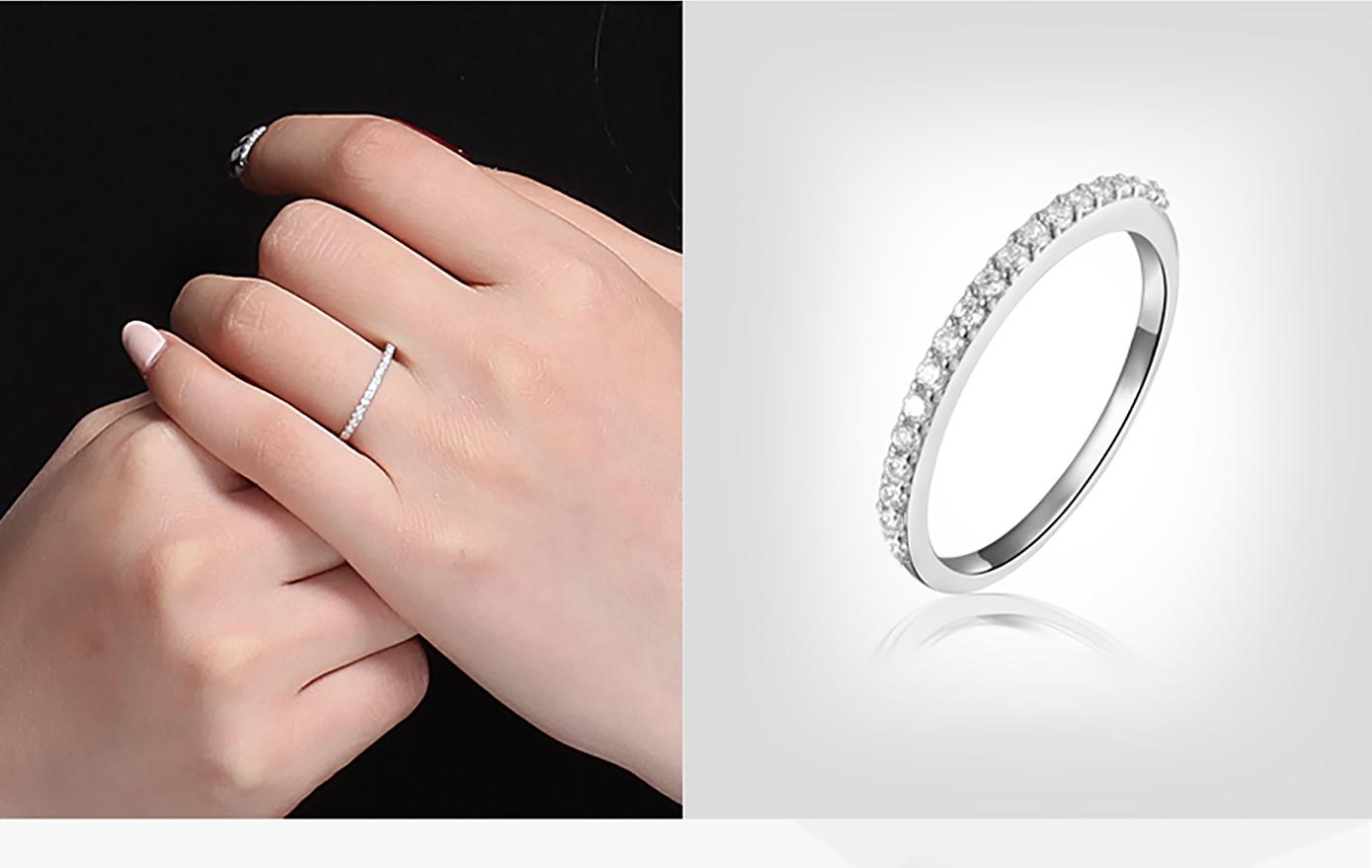 Bạc thật 100% Nhẫn bạc nữ phong cách cổ điển Đính Đá - Kèm hộp