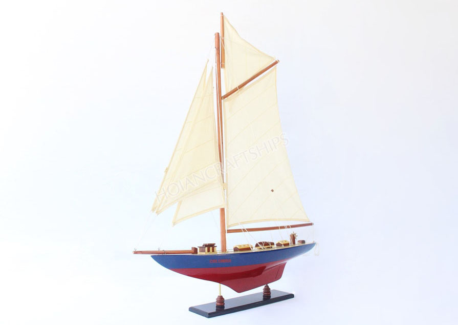 Mô hình thuyền gỗ Thuận buồm xuôi gió Columbia (Đỏ-xanh dương) 50cm