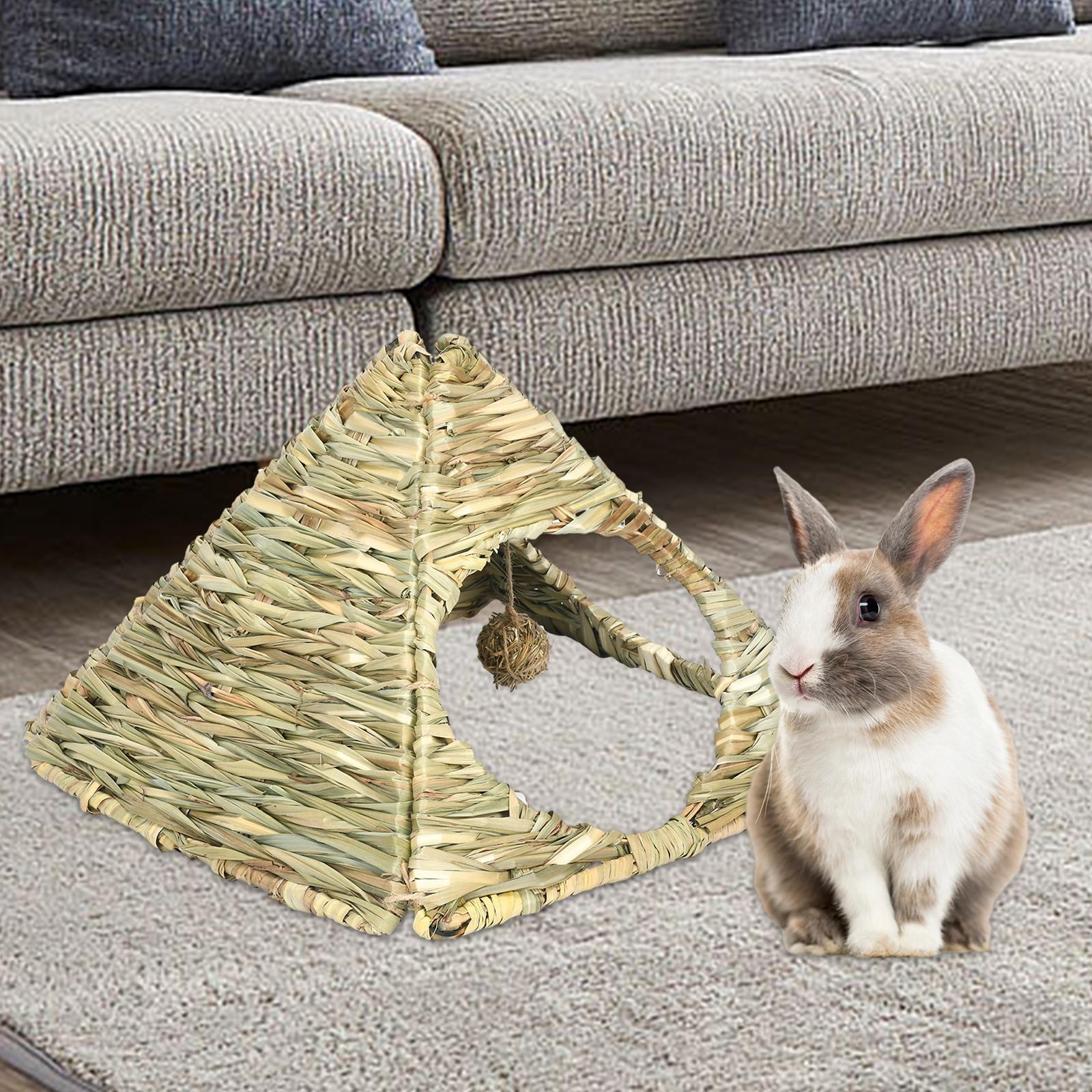 For Rabbit Foldable Woven Hideaway Hut for Gerbil Canary Hamster