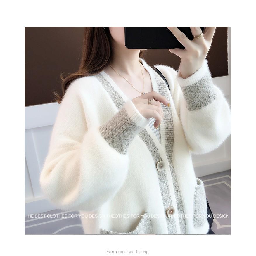 Áo khoác len nữ Cardigan áo khoác len dày chenille nữ tính