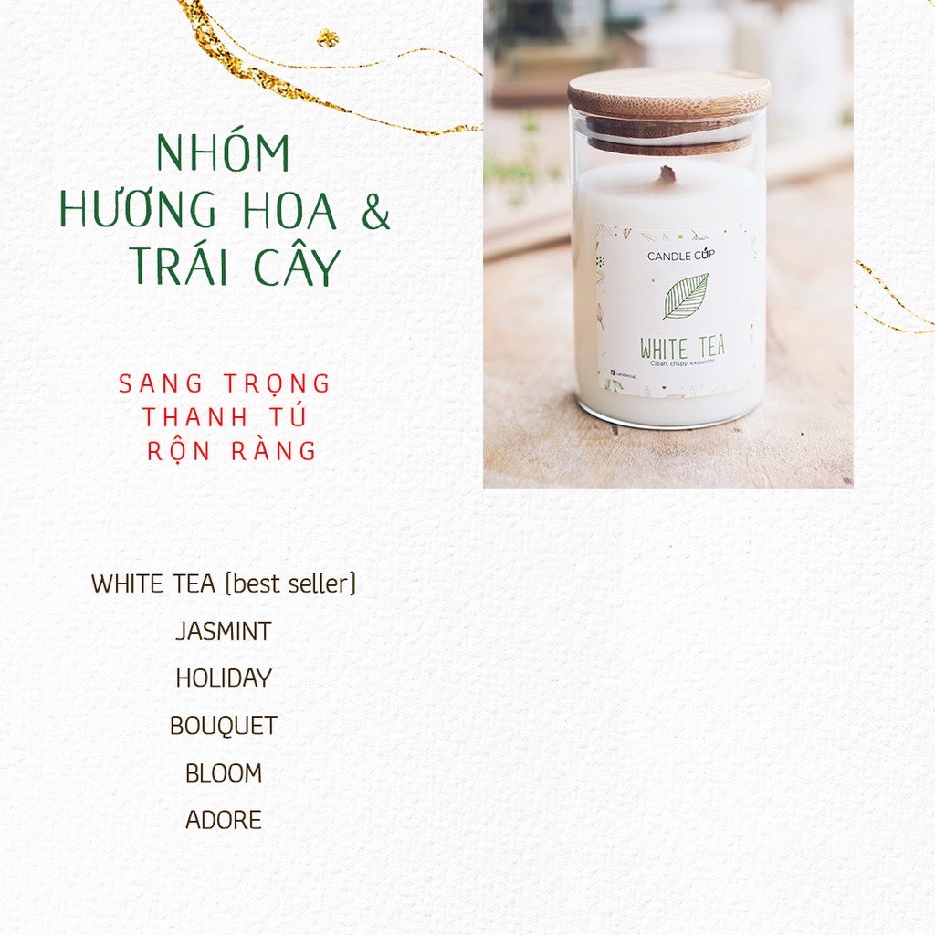 Nến thơm tinh dầu cao cấp không khói an toàn Candle Cup - GINGERGRASS/GỪNG SẢ - L - 350G