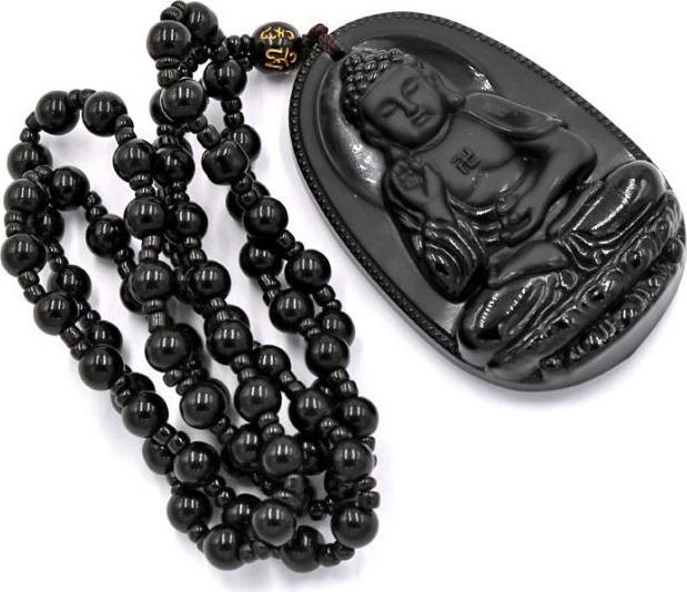 Vòng cổ Phật A Di Đà đá thạch anh đen 6 cm MDS7