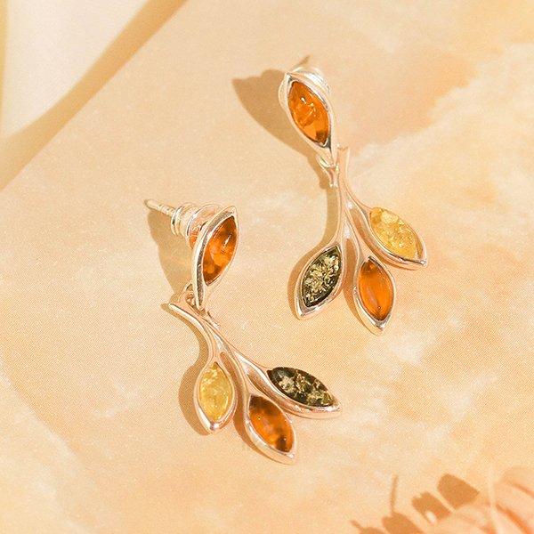 Bông tai Bạc 925 đính Đá Hổ Phách Multifaceted Millenne Paris MLER1013BA