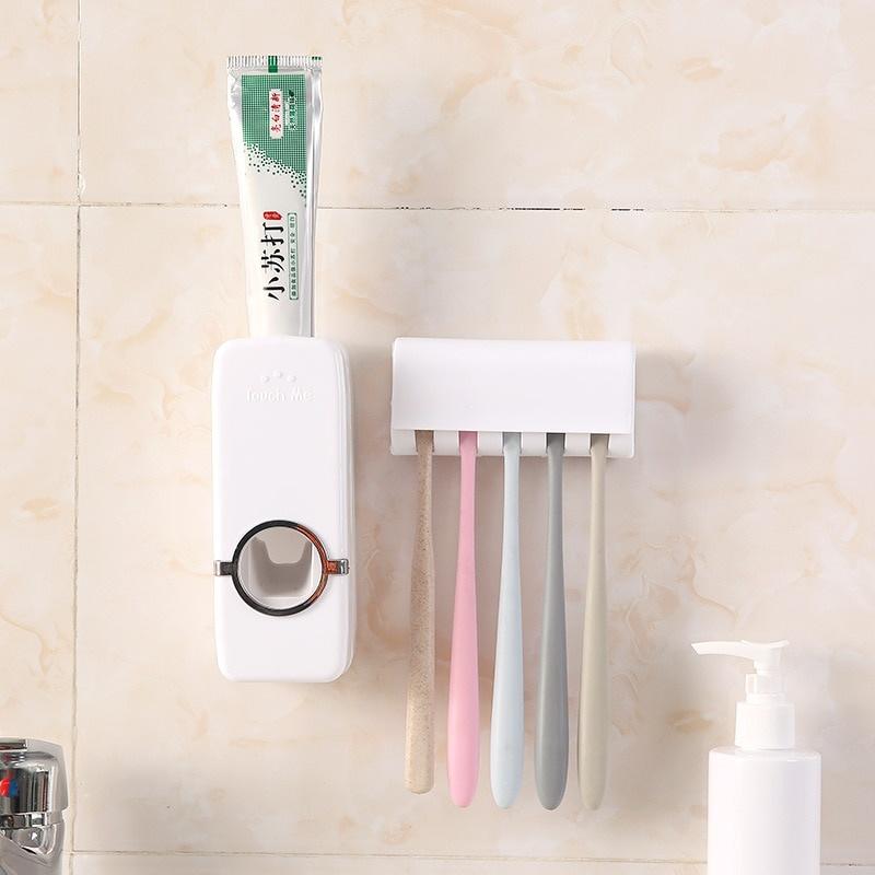 Bathroom Accessories Set Tooth Brush Holder Automatic Toothpaste Dispenser Holder Toothbrush Wall Mount Rack Bathroom Tools Set