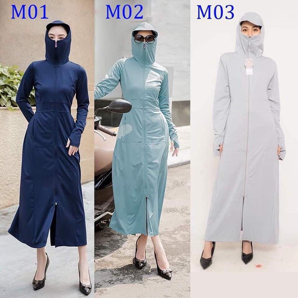 Áo chống nắng nữ dáng dài vải kim cương 2 lớp