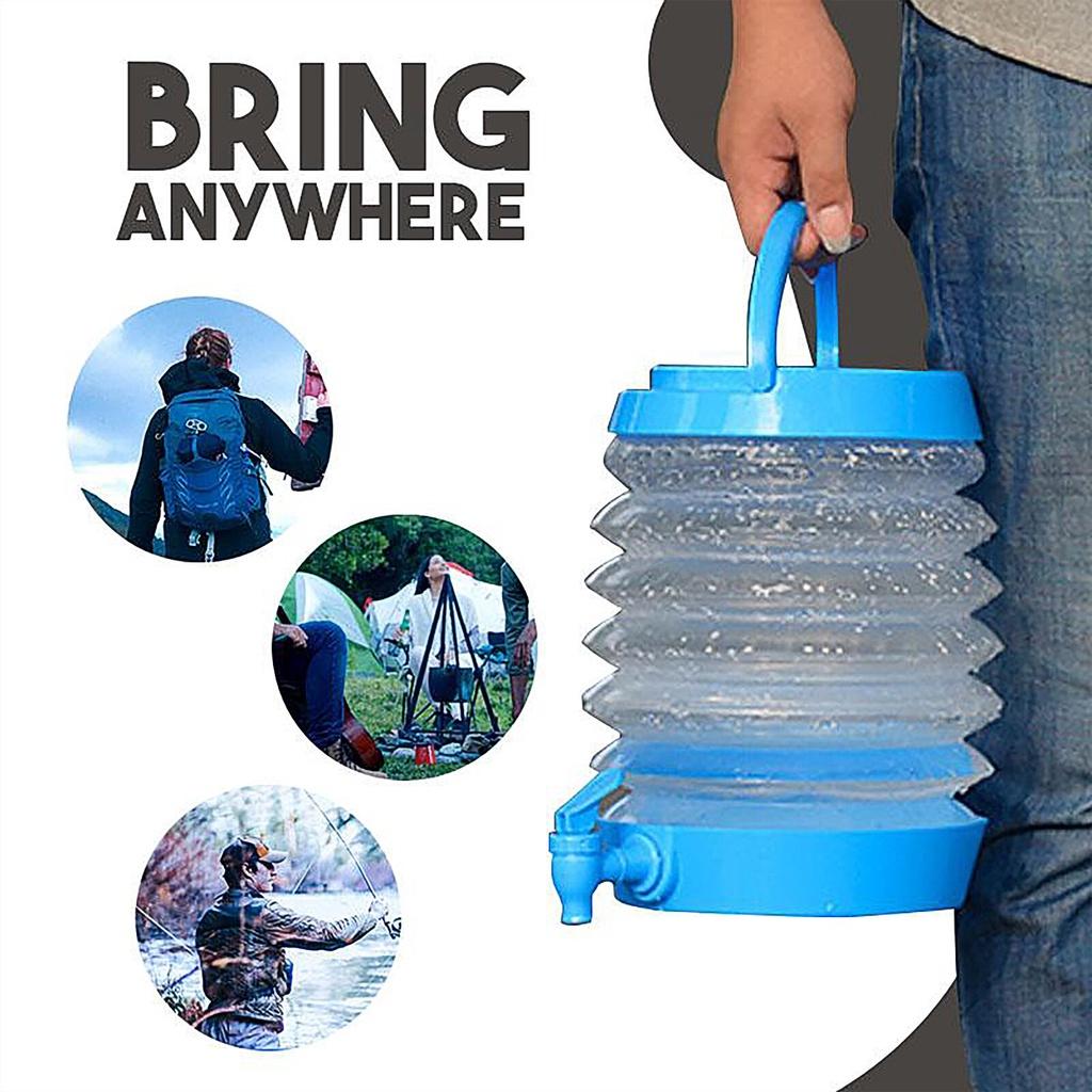 1PC Folding Water Bottle Outdoor Folding Bucket Camping Telescopic Car Storage Bucket With Faucet PE Water Storage Bucket