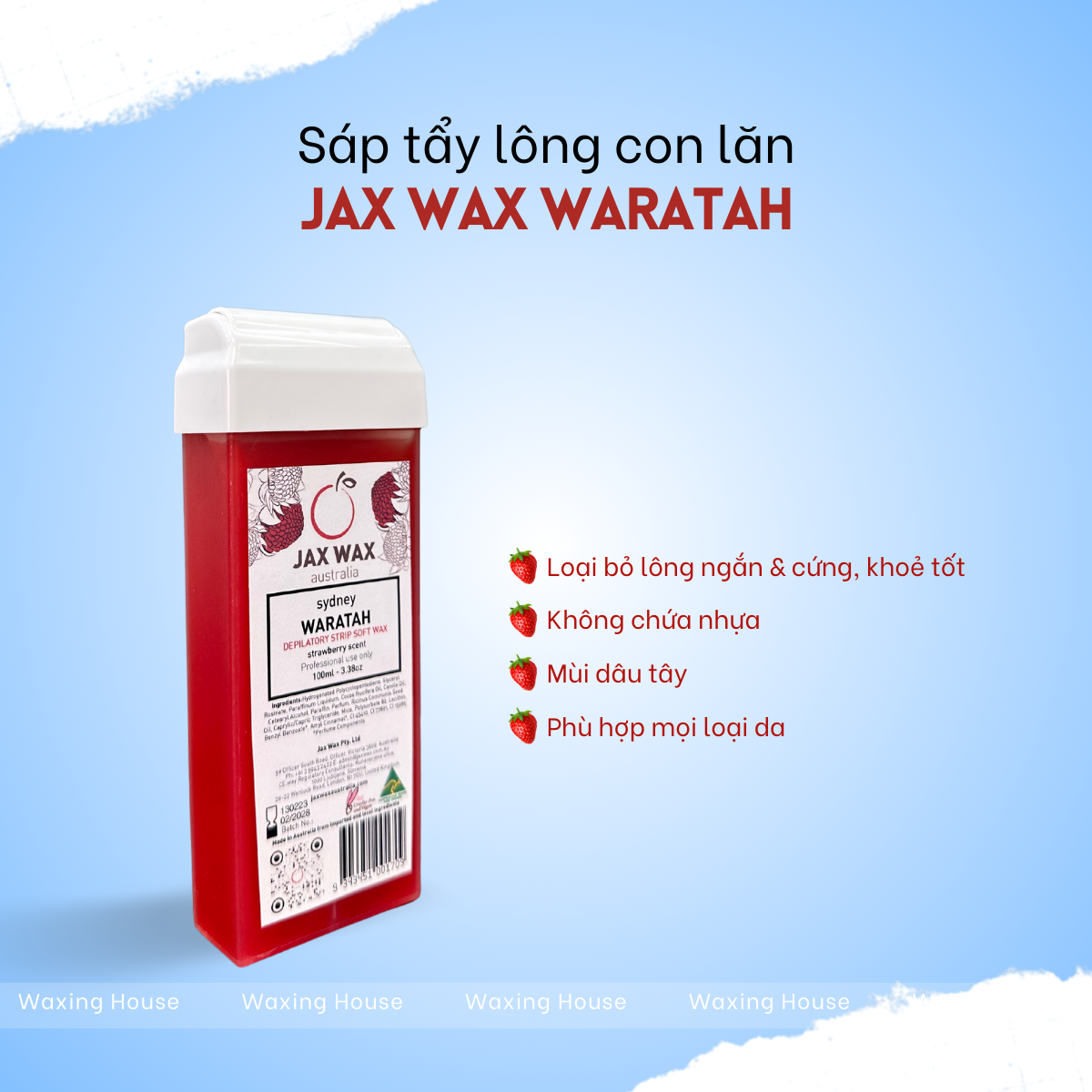 Sáp tẩy lông ấm con lăn Jax Wax Australia Waratah 100ml