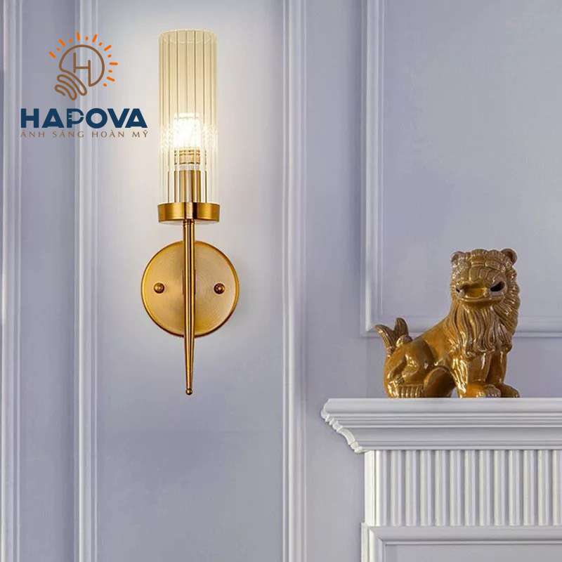 Đèn ngủ treo tường, đèn tường trang trí pha lê đơn HAPOVA DUVIS 1267/1 + Tặng kèm bóng LED AS vàng