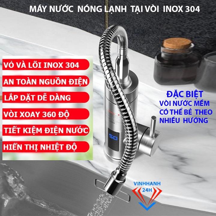 Vòi nước nóng ngay tức thì, chất liệu inox 304, vòi nước mềm có thể bẻ đi các hướng