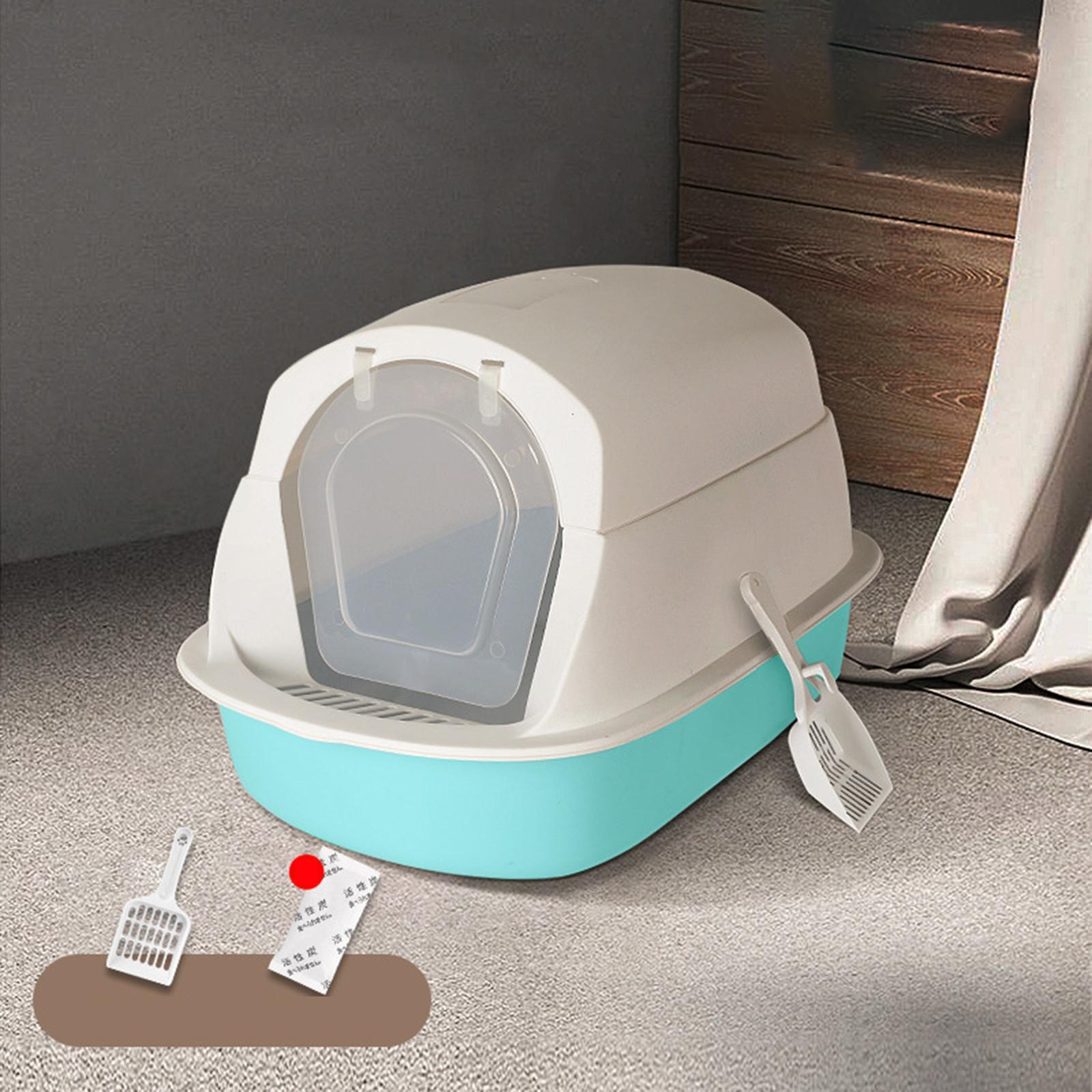 Hooded Cat Litter Box with Lid Cat Litter Tray Enclosed and Covered Cat Toilet Large Cat Litter Box for Indoor Cats with Door Pet Litter Box