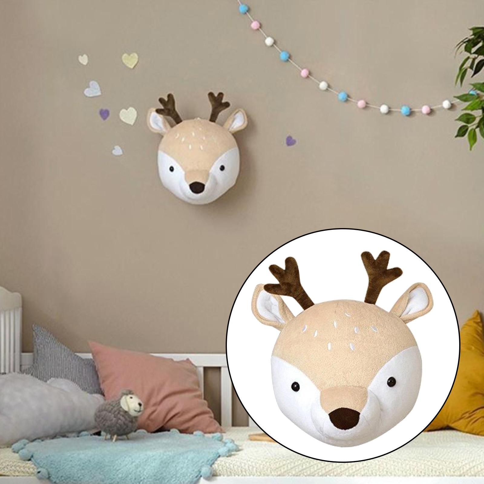 2x Wall Decor Animal Head Wall Ornaments Wall Hanging Mount for Kids Room