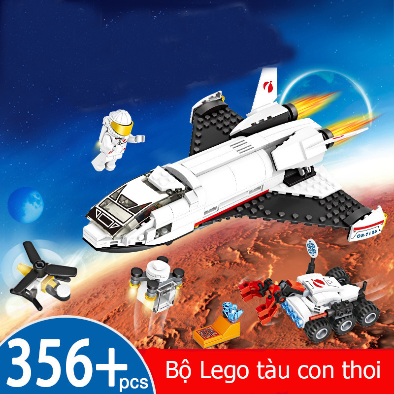 Bộ lắp ghép tàu con thoi KAVY NO.8807 với 356 chi tiết gồm tàu, xe thám hiểm và nhiều chi tiết khác
