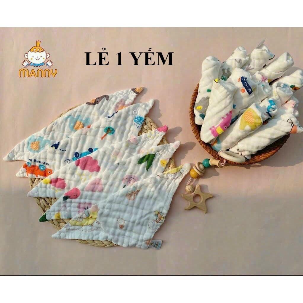 Yếm Xô Nhăn 6 Lớp Cho Bé Manny Mềm Mại, Thoáng Mát, Thấm Hút Tốt, Yếm Xô Cho Trẻ Sơ Sinh