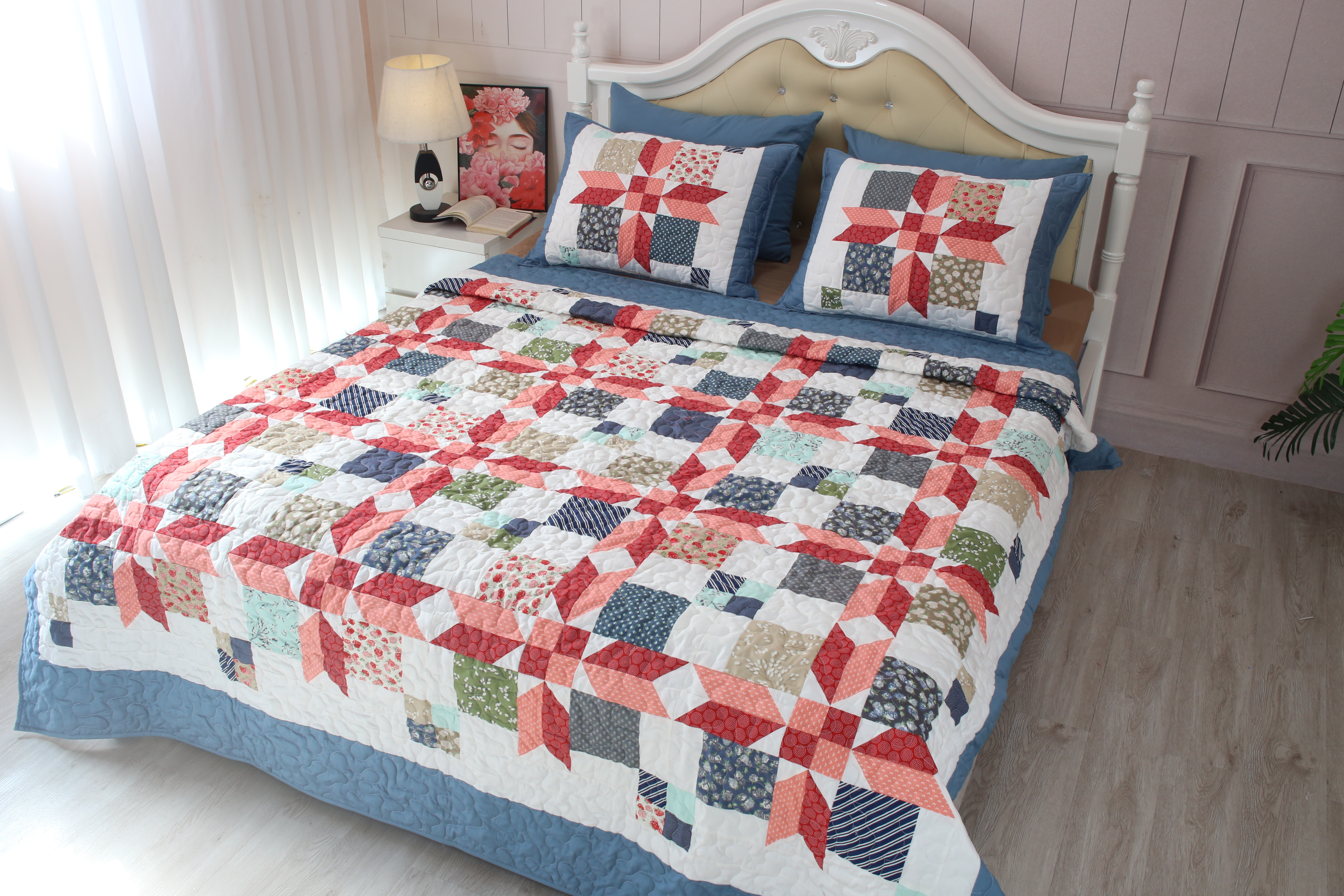 QUILT BLANKET CHĂN COTONE HÀN HOẠ TIẾT GHÉP VẢI COTTON 100% HQ/OEM