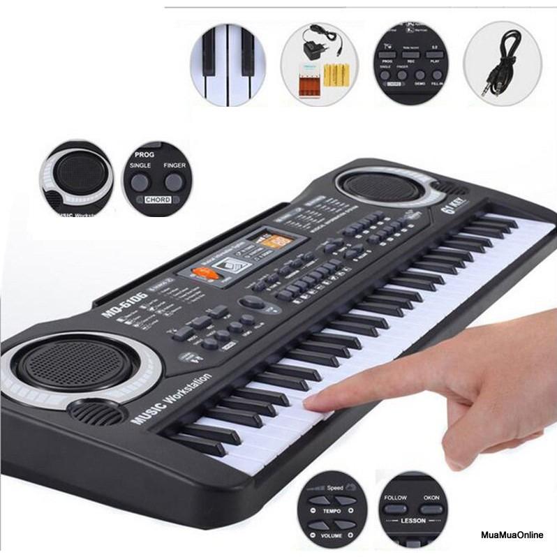 Đồ Chơi Đàn Piano 61 Phím + Tặng Kèm Sạc Và Mic Cho Bé Hàng Cao Cấp TP'S