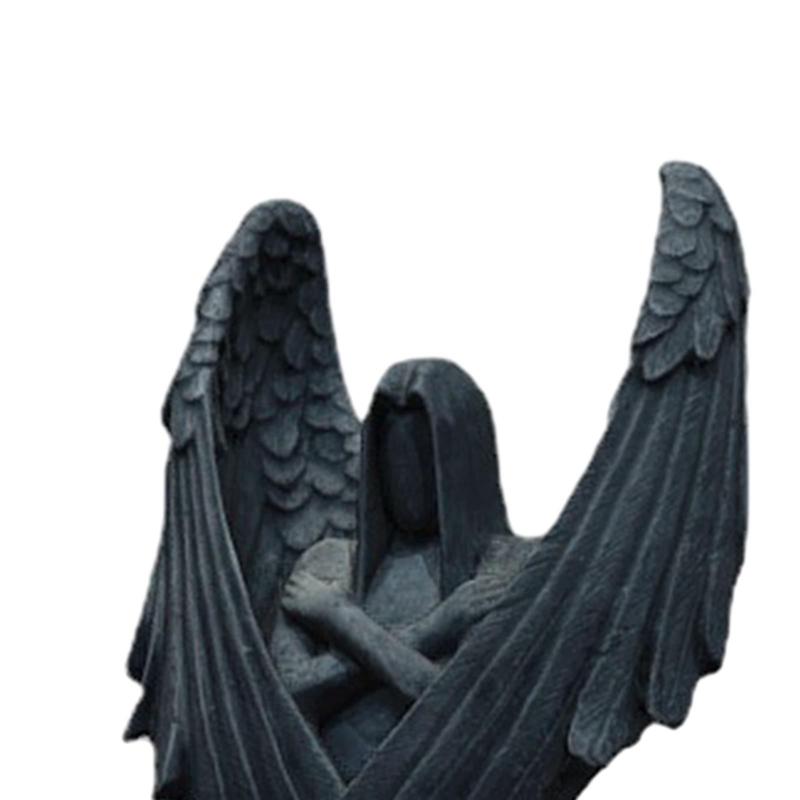 Angel Figurine Resin Angel Sculpture Dark Angel Statue for Home Office Decor