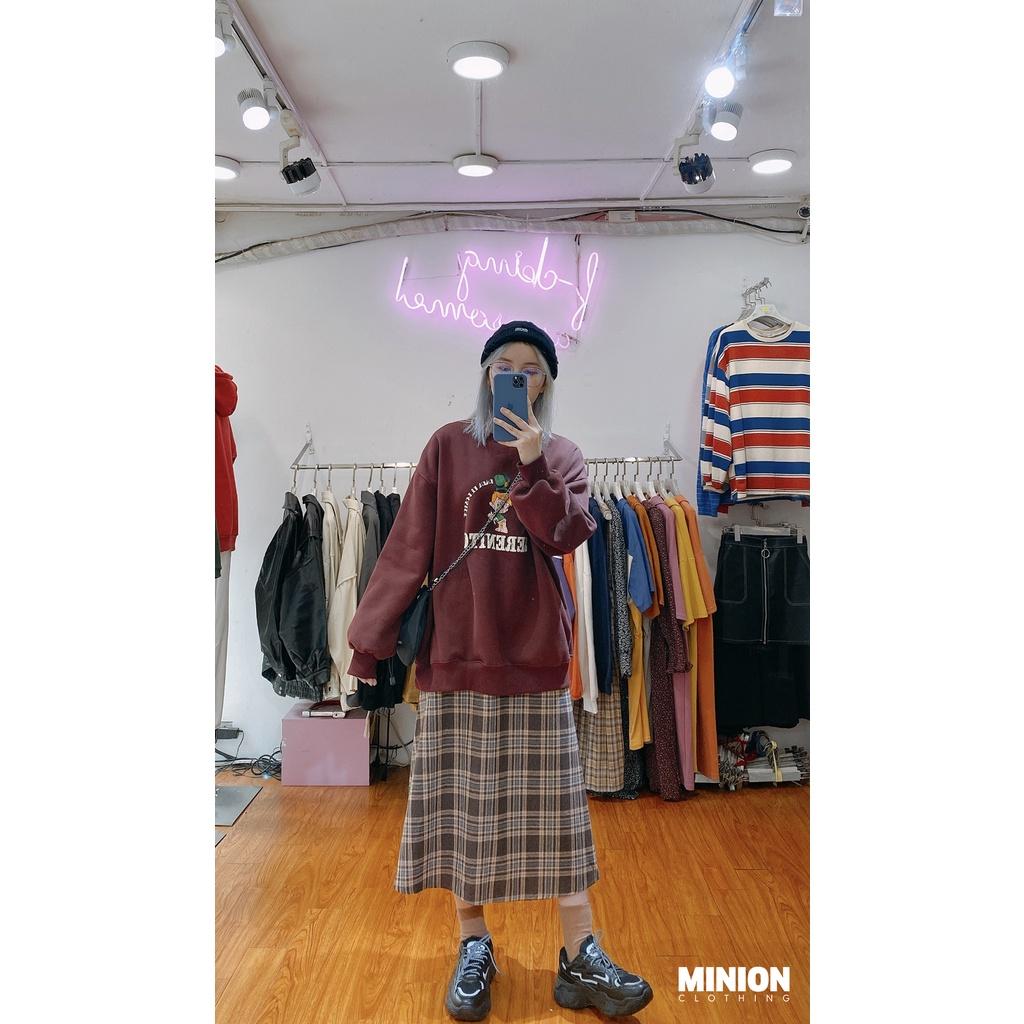 Chân váy dài kẻ caro dáng xoè MINION CLOTHING lưng cạp thun chất dạ 2 lớp có lót Ulzzang Streetwear Hàn Quốc V2801