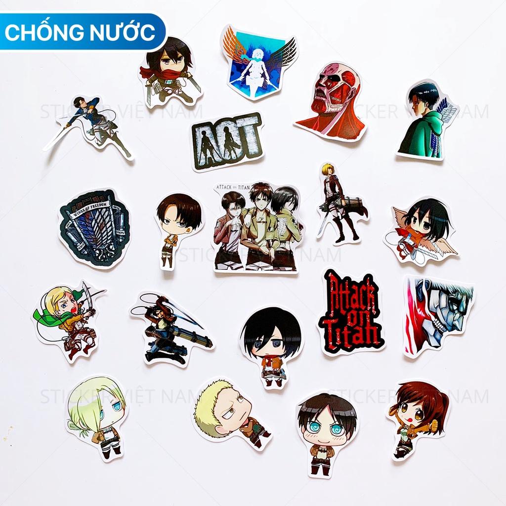 Sticker in hình ATTACK on TITAN - Dán Trang Trí - Chất Liệu PVC Cán Màng Chất Lượng Cao Chống Nước, Chống Nắng, Không Bong Tróc Phai Màu - Kích thước 4-8cm