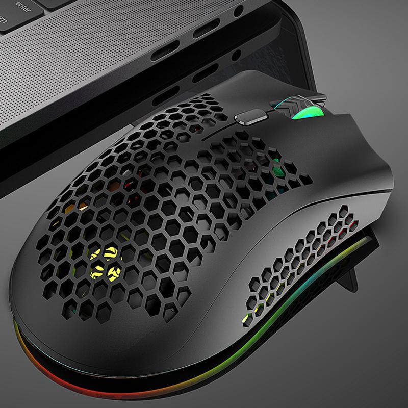 Sạc USB Không Dây 2.4G RGB Sáng Tổ Ong Chuột Chơi Game Cho Máy Tính Để Bàn Máy Tính Xách Tay Chuột Laptop Mause Game Thủ Dễ Thương