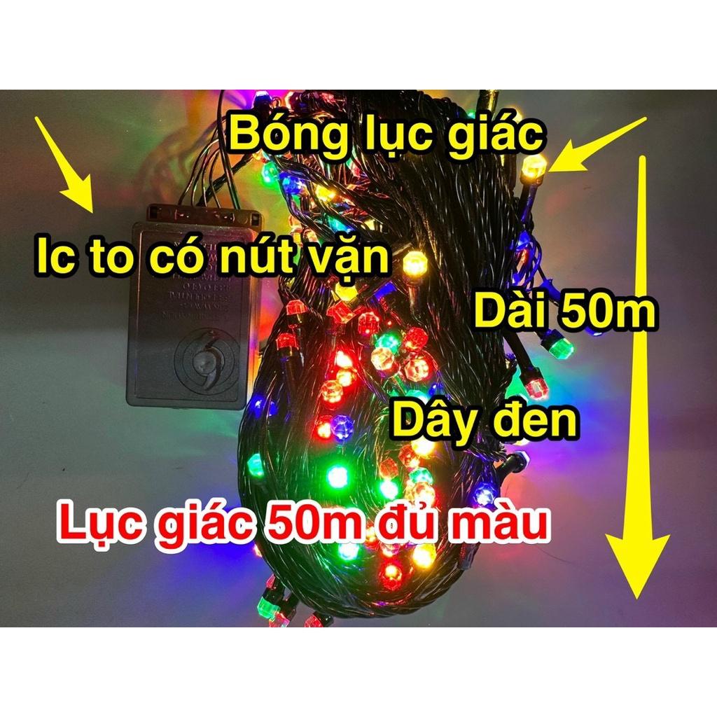 Dây đèn led chớp 50m điện 220V nhiều màu trang trí noel, trang trí ngoài trời, trang trí quán cà phê