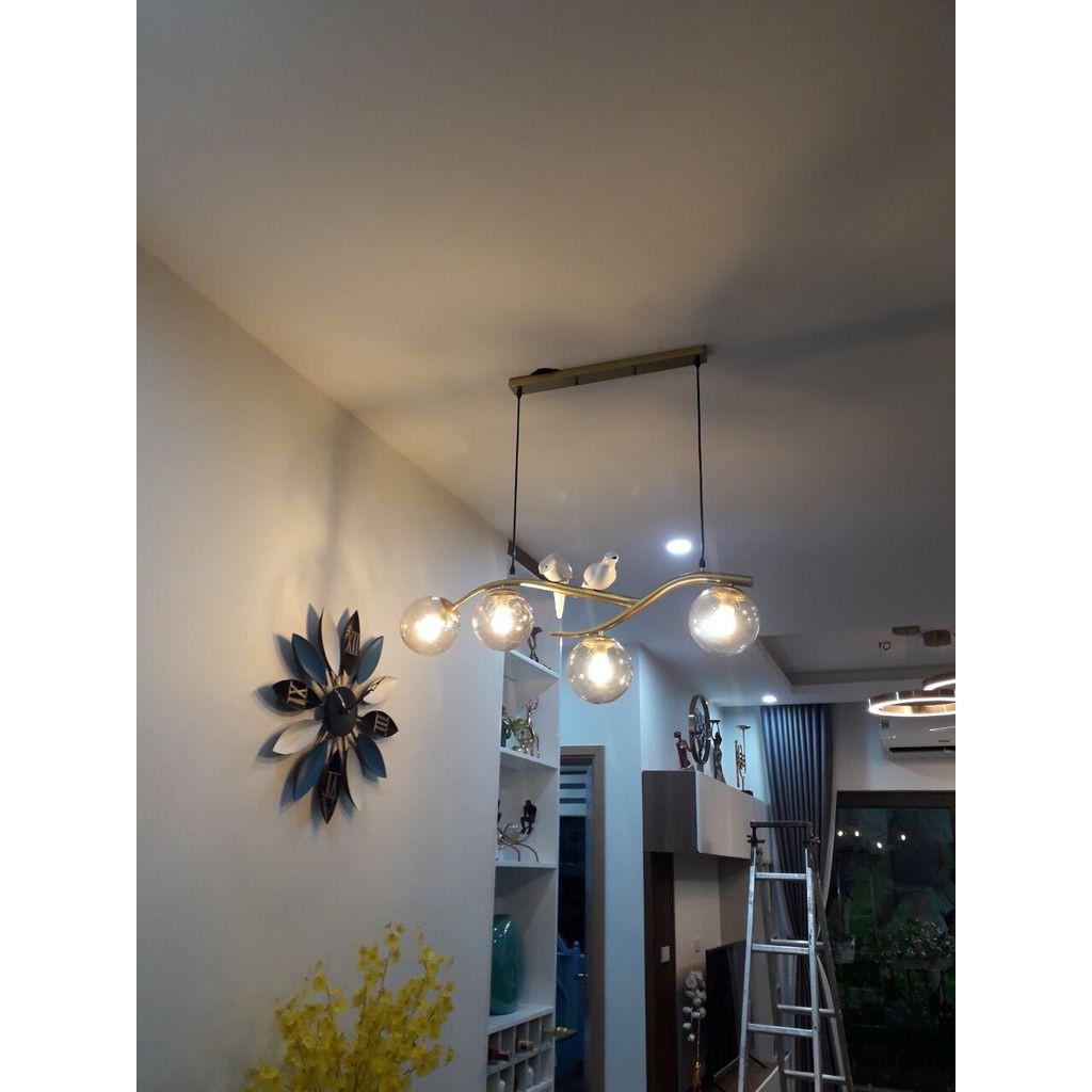Đèn thả decor, đèn thả bàn ăn 4 bóng gắn 2 chim bồ câu tặng èm bóng led - MSP TH 750