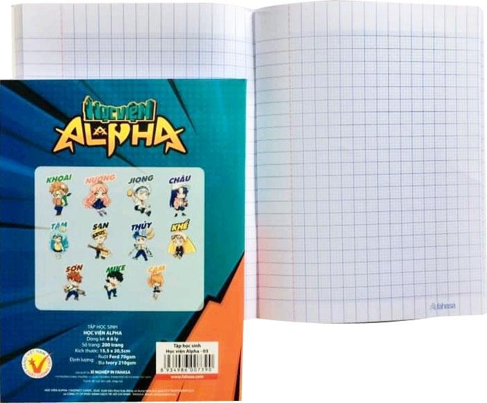 Combo 5 Tập Học Sinh 4 Ô Ly 200 Trang 70gsm Học viện Alpha - FAHASA (Mẫu Màu Giao Ngẫu Nhiên)