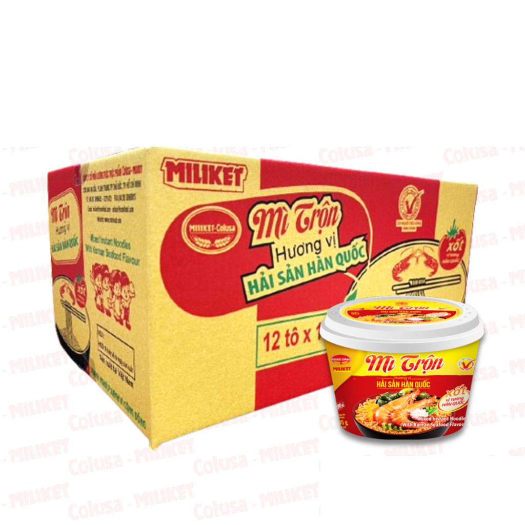 Thùng 12 Tô Mì Trộn Hải Sản Hàn Quốc Miliket 105g