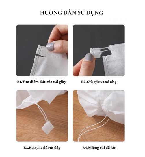 Set 10 túi đựng giày đa năng vải không dệt, miệng dây rút tiện lợi size to GD644-TuiRut-10