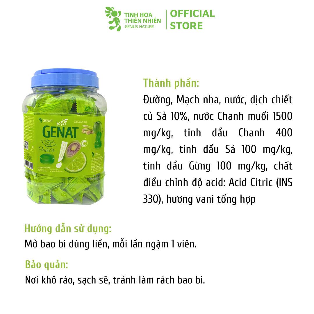 Kẹo Genat Chanh Sả (Hủ 300 viên) - Giao 2H HCM