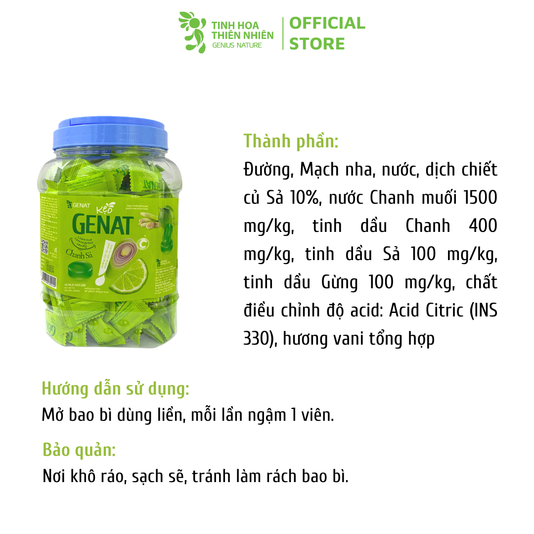 Kẹo ngậm Chanh Sả - Genat -Tinh Hoa Thiên Nhiên