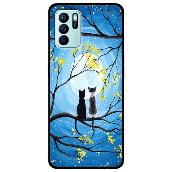 Ốp lưng dành cho Oppo Reno 6 - Reno 6 5G - Reno 6Z 5G - Cặp Mèo Ánh Đêm