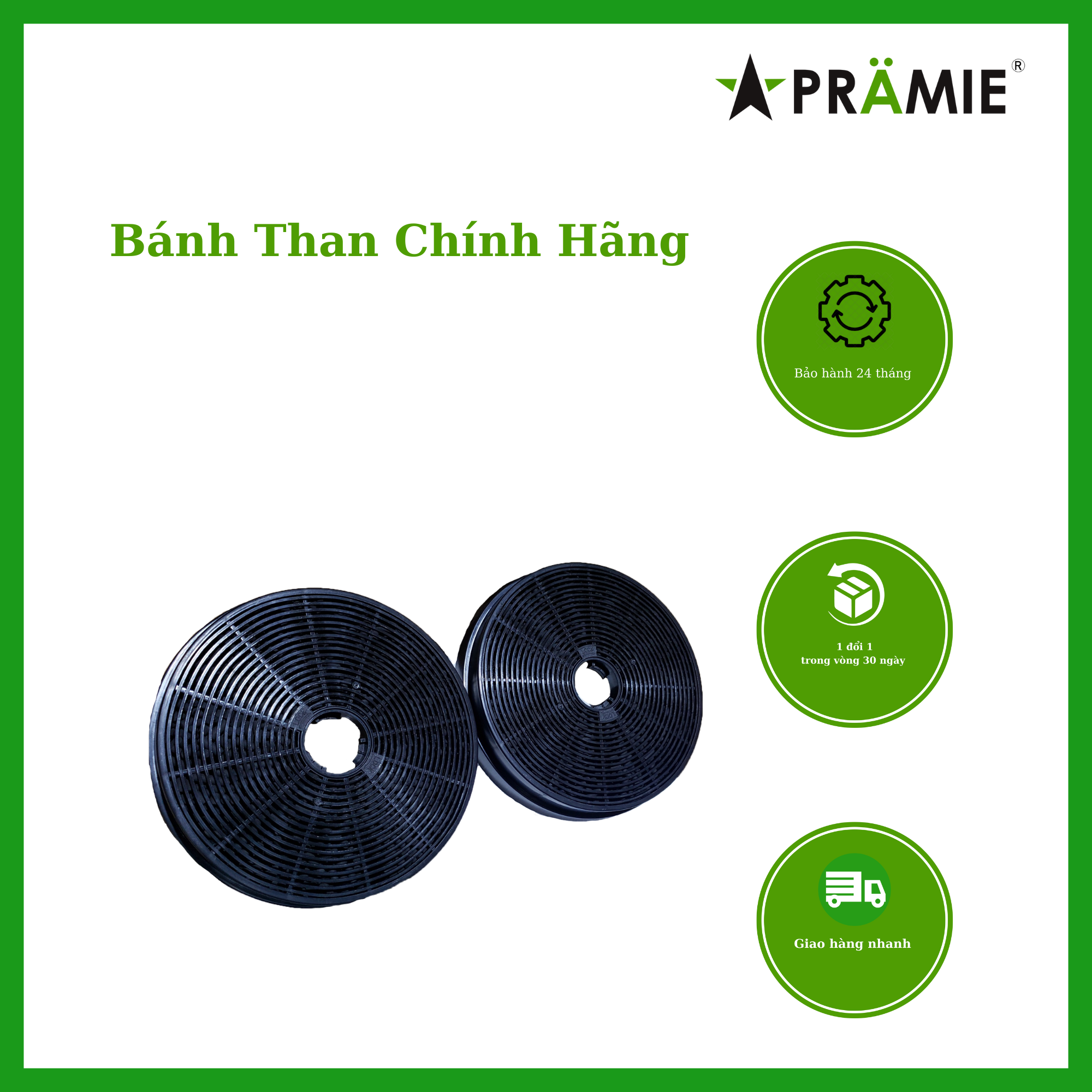 COMBO 2 Bánh Than Hoạt Tính Máy Hút Mùi PRAMIE Hàng Chính Hãng