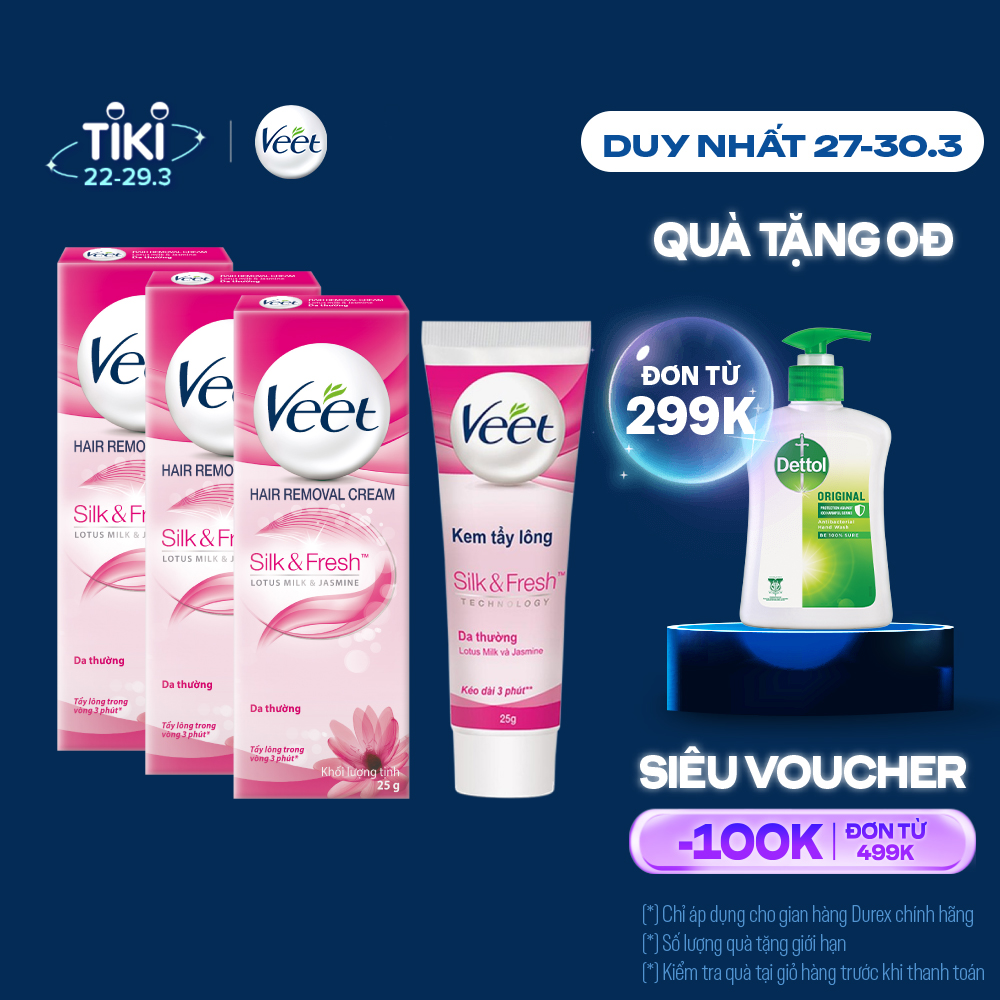 Combo 3 Kem Tẩy Lông Cho Da Thường Veet Silk Fresh 25G