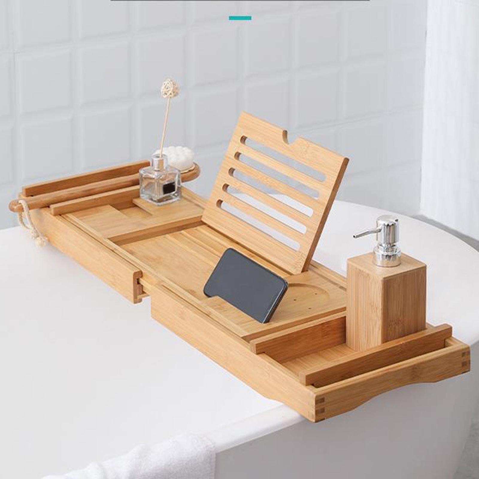 Premium Bamboo Bathtub Caddy Tray Bathtub Stand Holder Shower Storage Rack Bathroom Gadgets