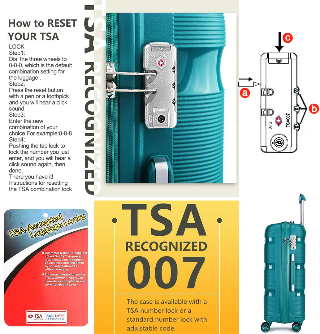 Vali du lịch Sea Choice chất liệu PP Size 14+20/24/28'' có khóa TSA Bánh xe 360° Dây kéo YKK chống nước - Bảo hành 5 năm