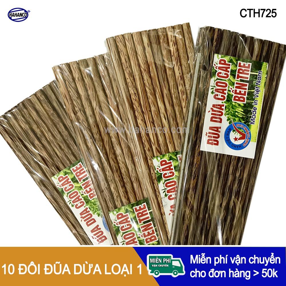 10 đôi Đũa dừa loại 1 hàng đẹp (CTH725) Gỗ dừa tự nhiên, không dùng hóa chất tẩy gỗ