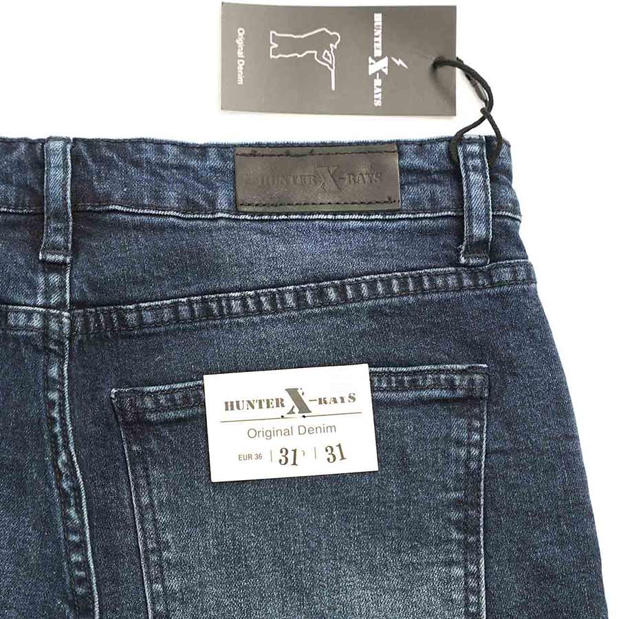 Quần Short Jeans Nam Rách Cao Cấp HUNTER X-RAYS Form Slimfit Thun Màu Xanh S62