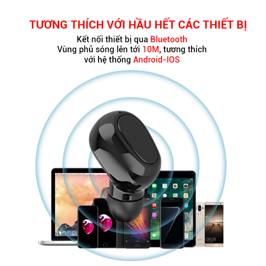 Tai nghe Bluetooth 5.0 nhét tai không dây mini gaming pin trâu trời trang- Đèn LED hiển thị dung lượng pin - Hàng chính hãng TNBT01