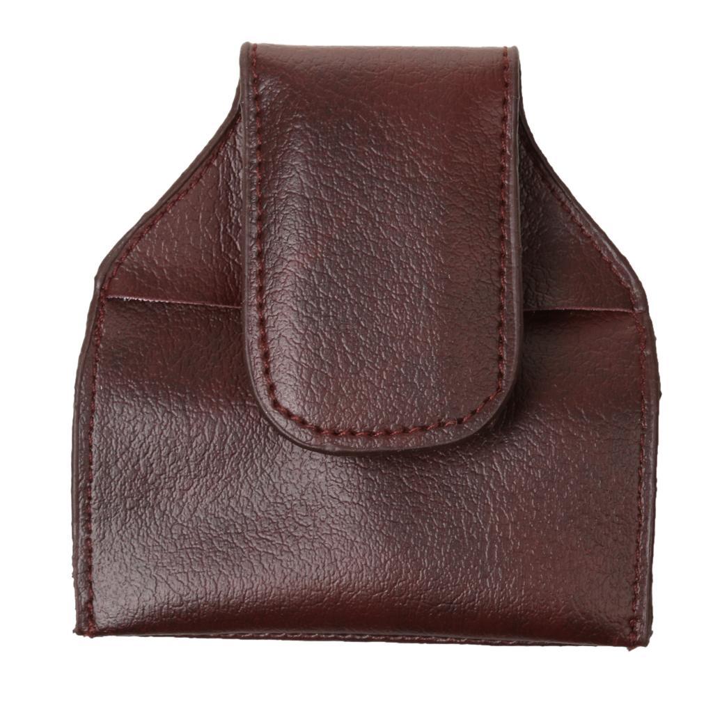 3x Billiard Snooker Pool Cue PU Leather Chalk Holder Pouch Bag Clip Brown